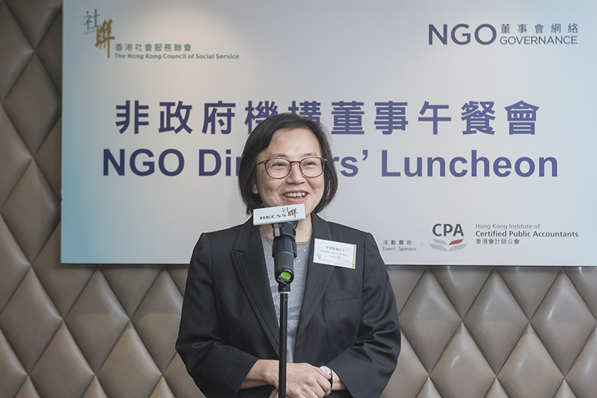 Mrs Helen Kwok, Assistant Director (Youth and Corrections), Social Welfare Department agreed that NGOs help fill the social service gap. She expected to exchange with agency representatives on the strategies and initiatives relating to youth services.