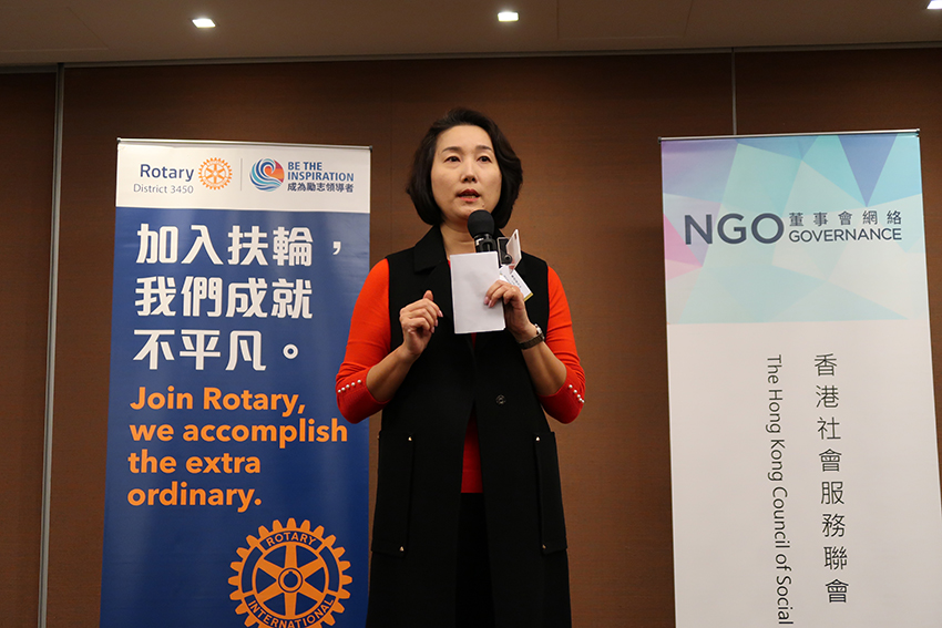 Ms Jenny Tsao, Partner, PwC agreed the importance of good governance to the development of NGOs. She also appreciated the voluntary contribution of time and expertise by Rotarians to serve the agencies.