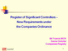 Register of Significant Controllers - New Requirements under the Companies Ordinance