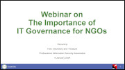 Webinar on the Importance of IT Governance for NGOs