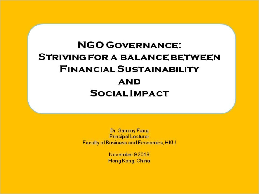 非牟利管治：力臻平衡財務可持續性及社會效益