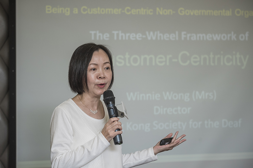 Mrs Winnie Wong, Director, The Hong Kong Society for the Deaf, shared her experience in developing strategies based on service users’ needs.