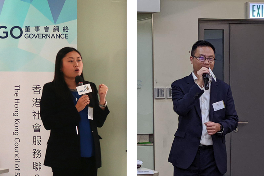 For the first session, the speakers shared on the topic “Understanding Management Accounts for Decision Making”.  Left – Ms Bernadette Lo, Senior Manager, EY Right – Mr Jacky Lai, Member of Community Services Working Group, HKICPA and Partner, EY