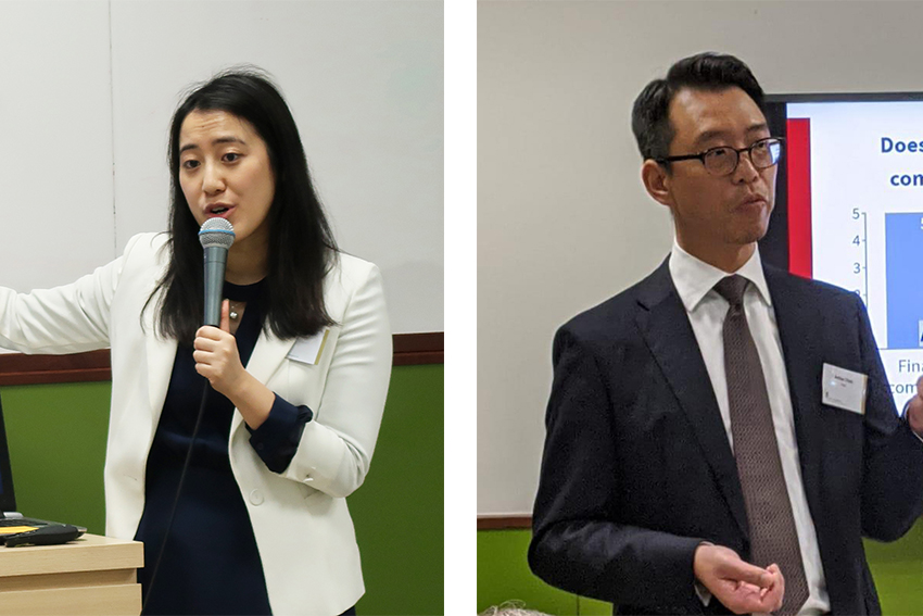 For the second session, the speakers shared on the topic “How to Interpret Financial Statements and Auditor’s Report”.  Left – Ms Karen Mak, Senior Manager, PwC Right – Mr Arthur Chan, Member of Community Services Working Group, HKICPA and Partner, PwC
