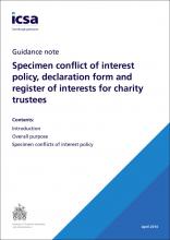Specimen conflict of interest policy, declaration form and register of interests for charity trustees