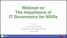 網上研討會 - 資訊科技管治對非政府機構的重要性